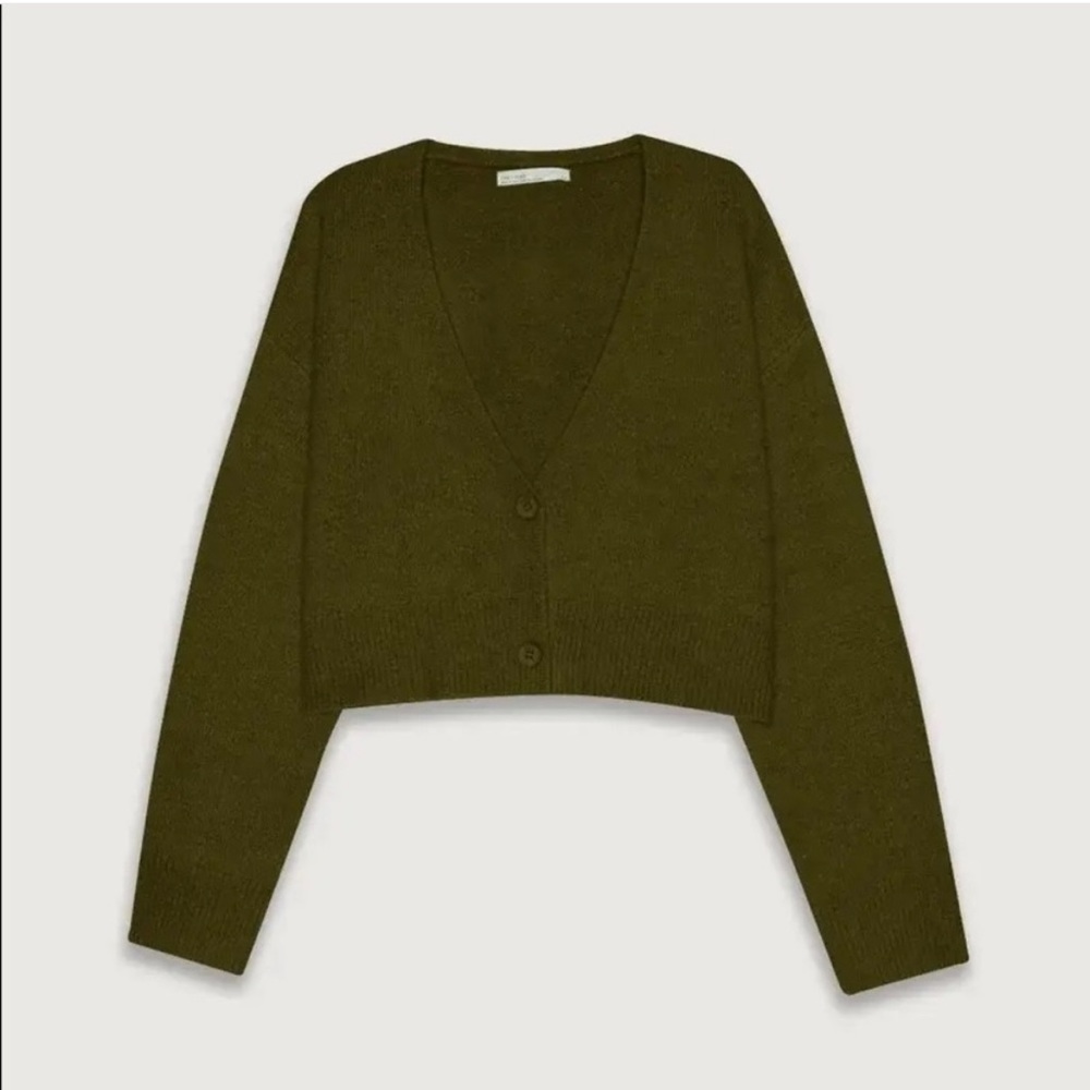 Oak + Fort Olive Green Cropped Cardigan